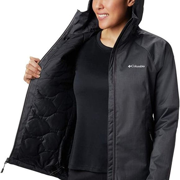 🆕Columbia Women's Top Pine Insulated Rain Jacket, X-Small - Shark Melange, NWT - Picture 4 of 6